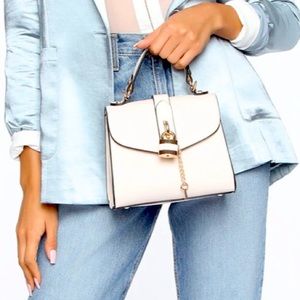 White Lock & Key Bag w CrossBody Strap